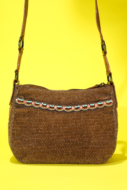 Beaded Tapestry Crossbody Bag