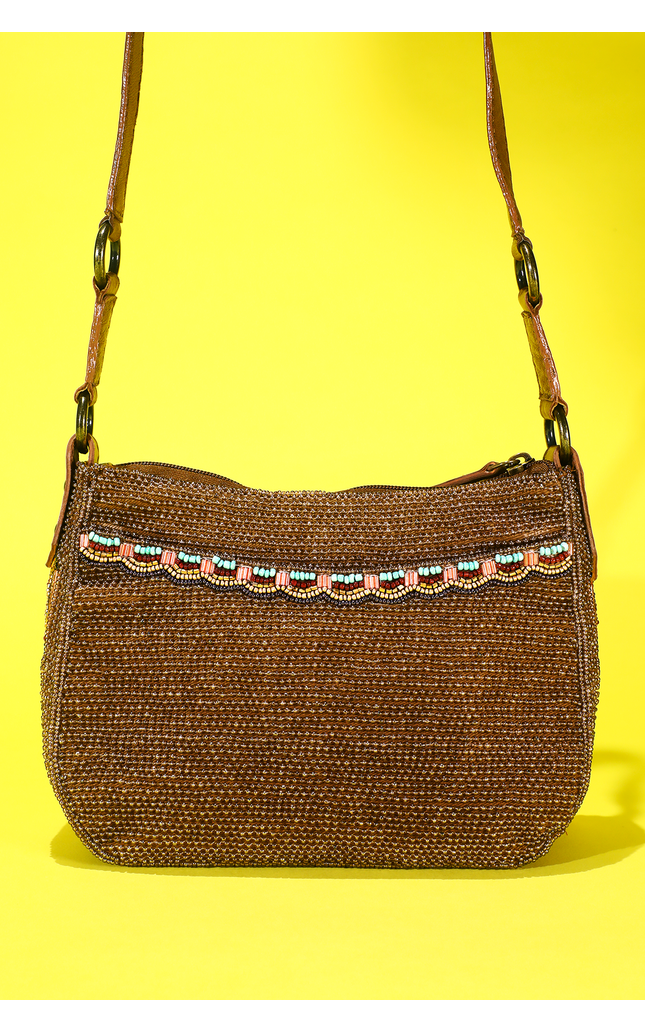 Beaded Tapestry Crossbody Bag