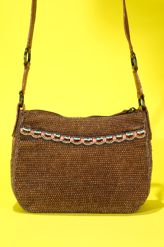 Beaded Tapestry Crossbody Bag