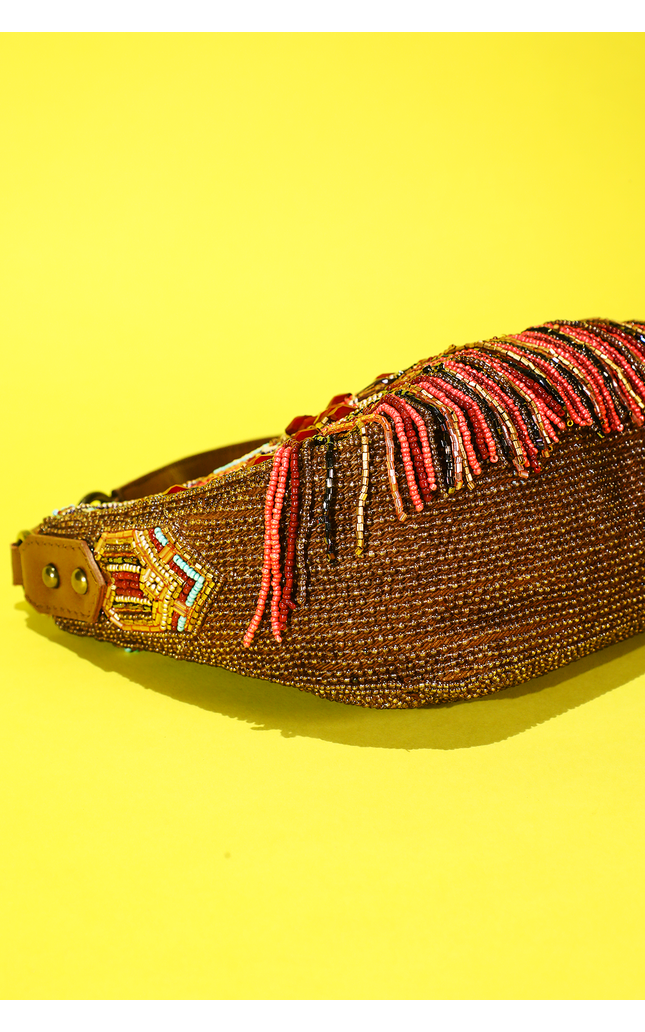 Beaded Tapestry Crossbody Bag