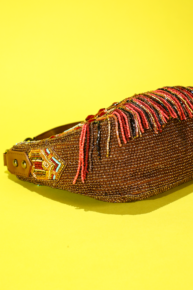 Beaded Tapestry Crossbody Bag