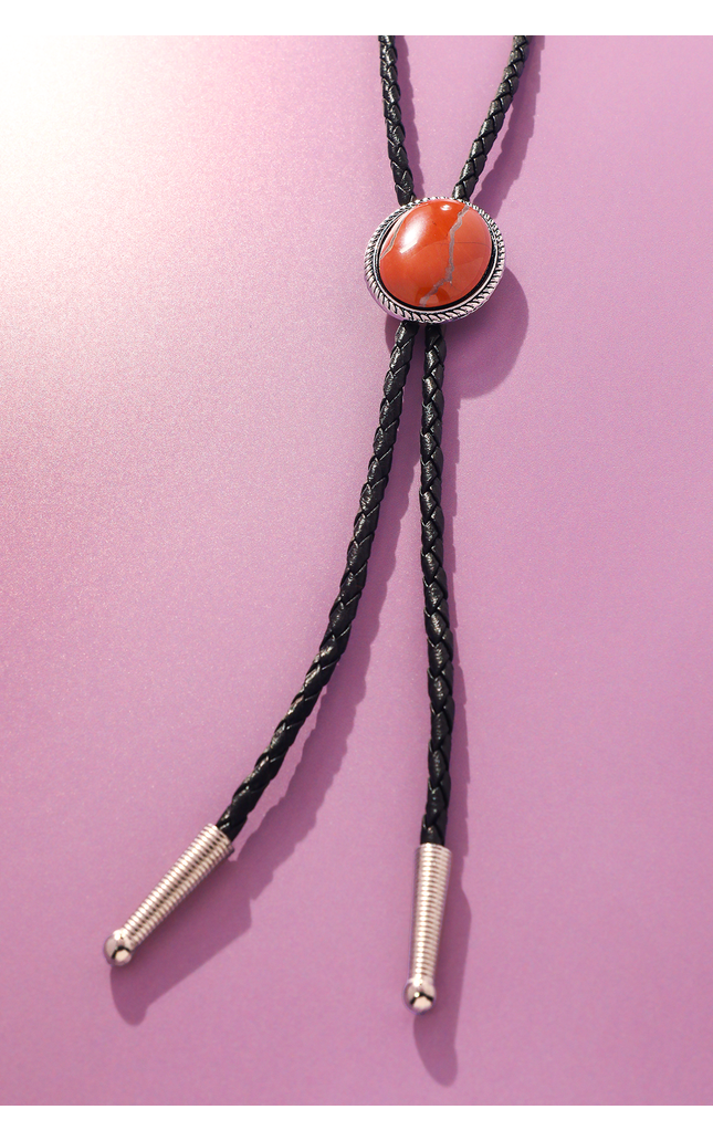 Coral Sawtooth Bolo Tie