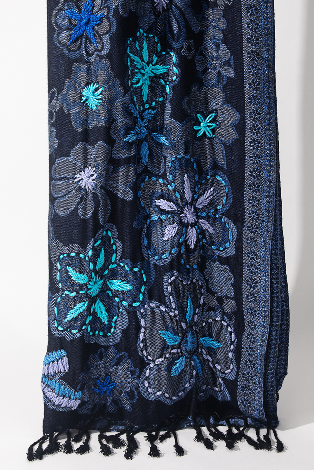 Anchorage Wool Embroidered Scarf