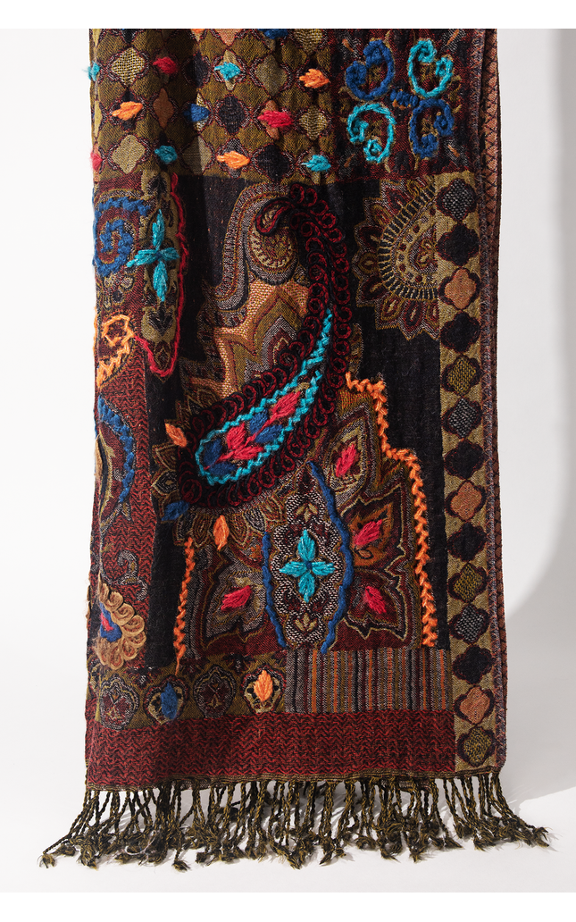 Durango Wool Embroidered Scarf