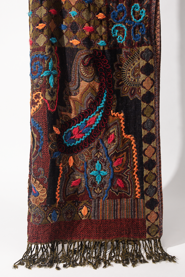 Durango Wool Embroidered Scarf