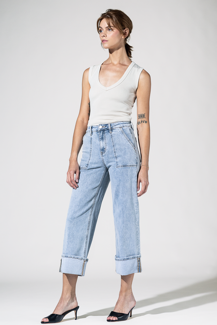 Super High Rise Cuffed Baggy Jeans