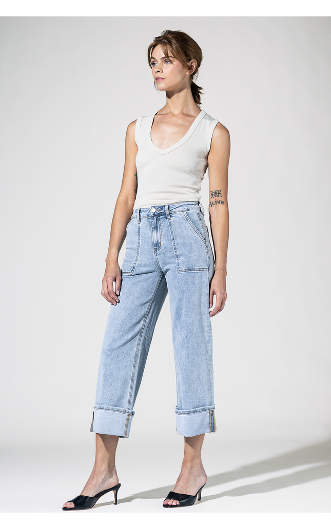 Super High Rise Cuffed Baggy Jeans