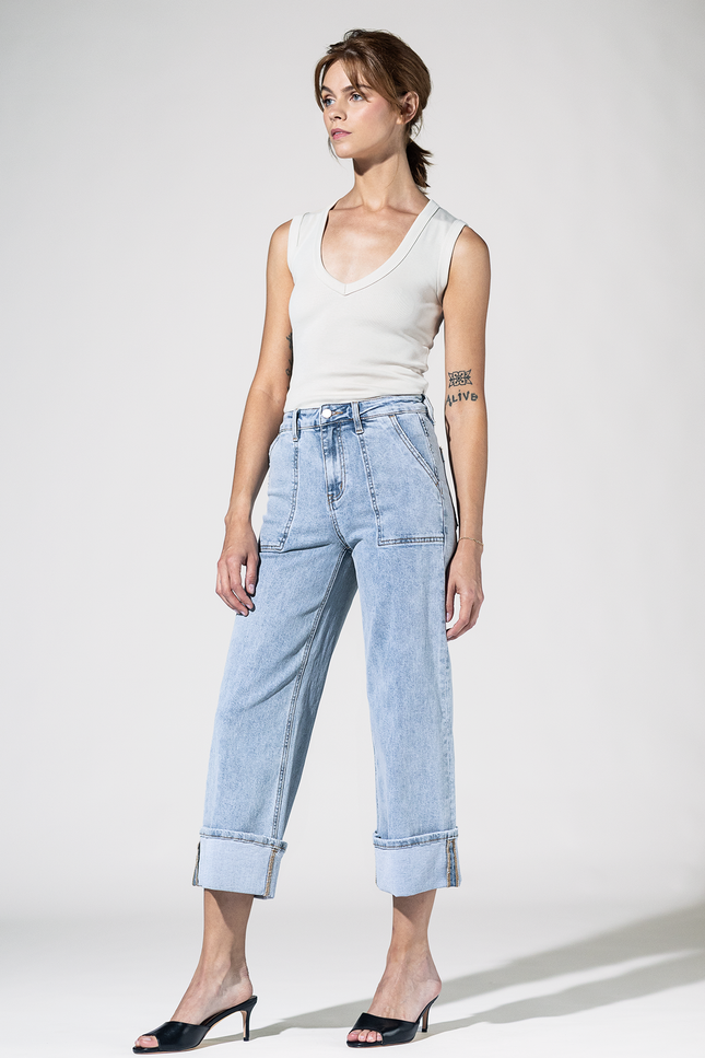 Super High Rise Cuffed Baggy Jeans