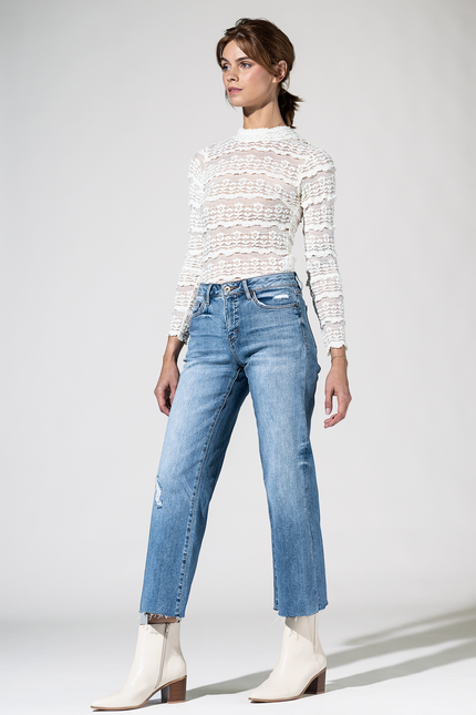 Mid Rise Wide Leg Jeans