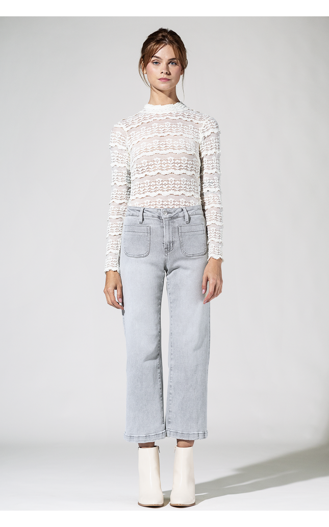 High Rise Cropped Wide Leg With Patch Pockets