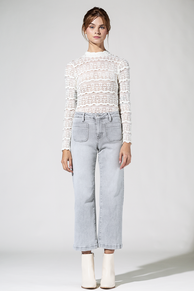 High Rise Cropped Wide Leg With Patch Pocket