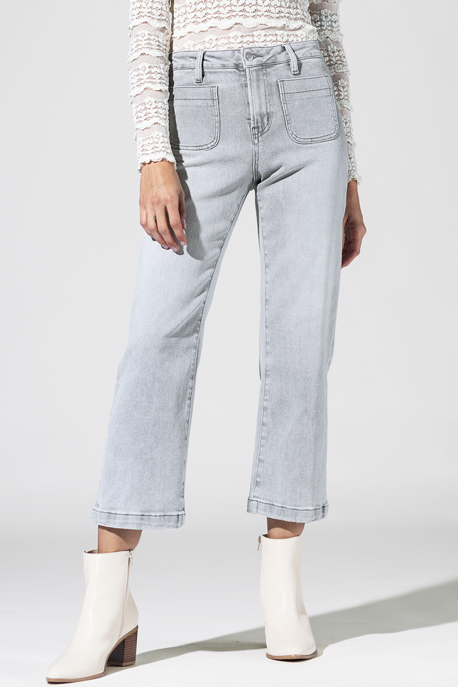 High Rise Cropped Wide Leg With Patch Pocket