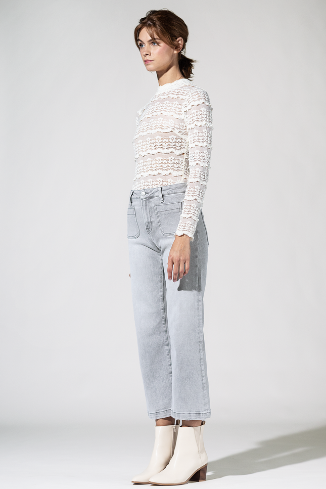 High Rise Cropped Wide Leg With Patch Pocket