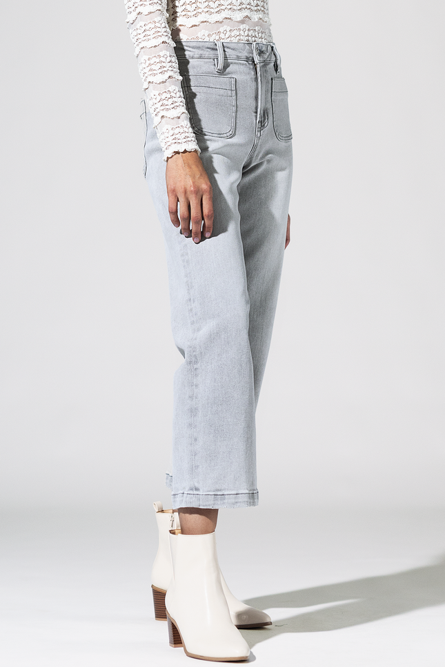 High Rise Cropped Wide Leg With Patch Pocket