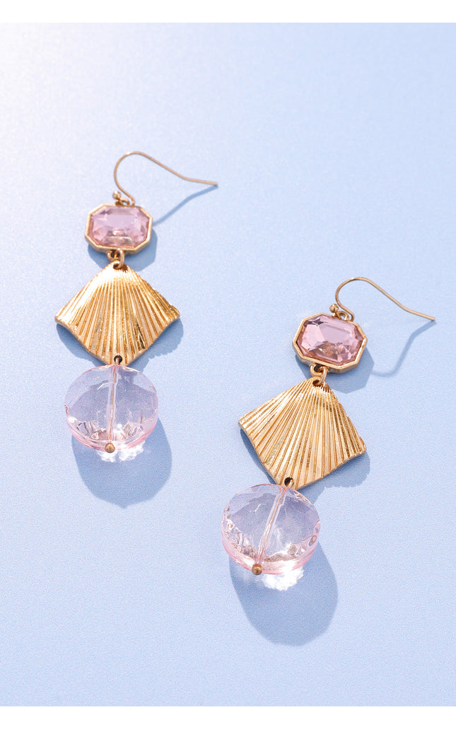 Rose Elegance Gold Geometric Earrings