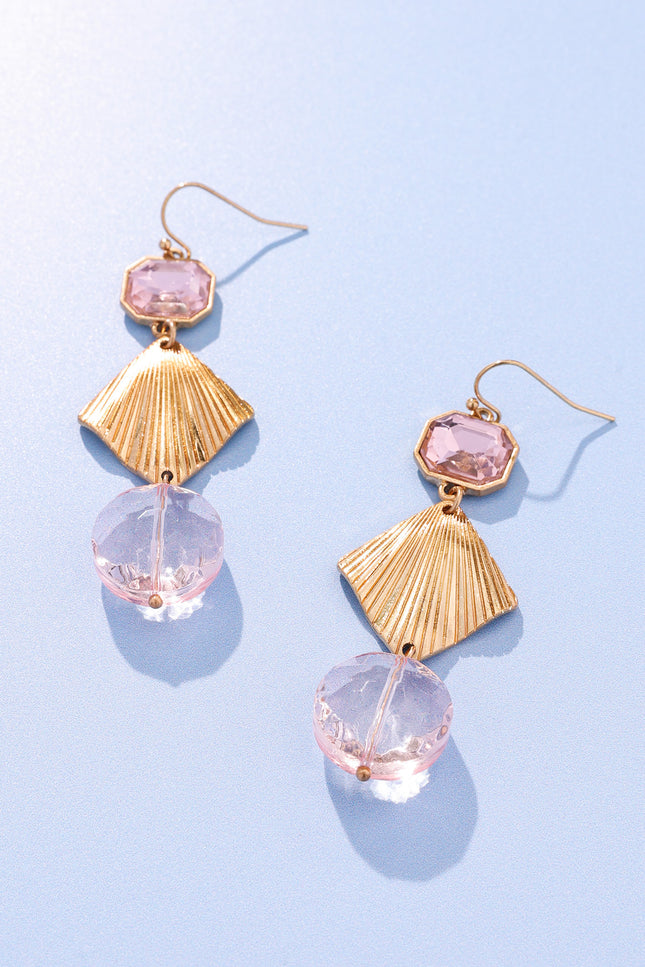 Rose Elegance Gold Geometric Earrings