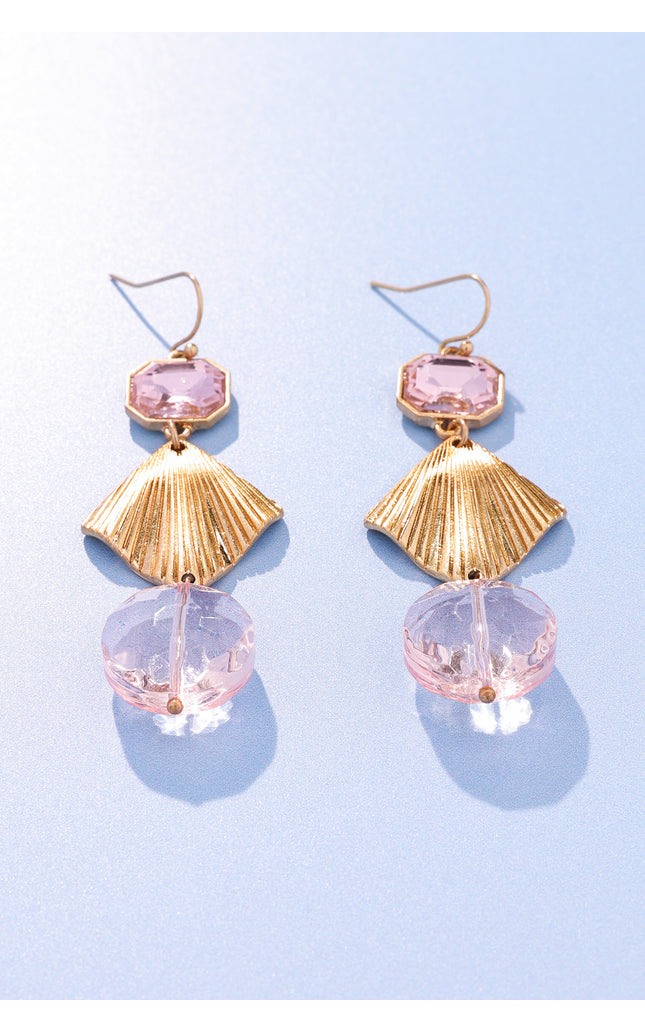 Rose Elegance Gold Geometric Earrings