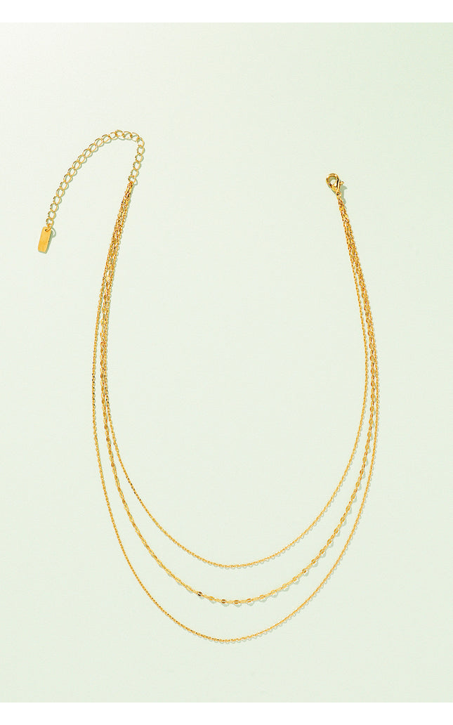18K Gold Plated Triple Layered Gold Necklace