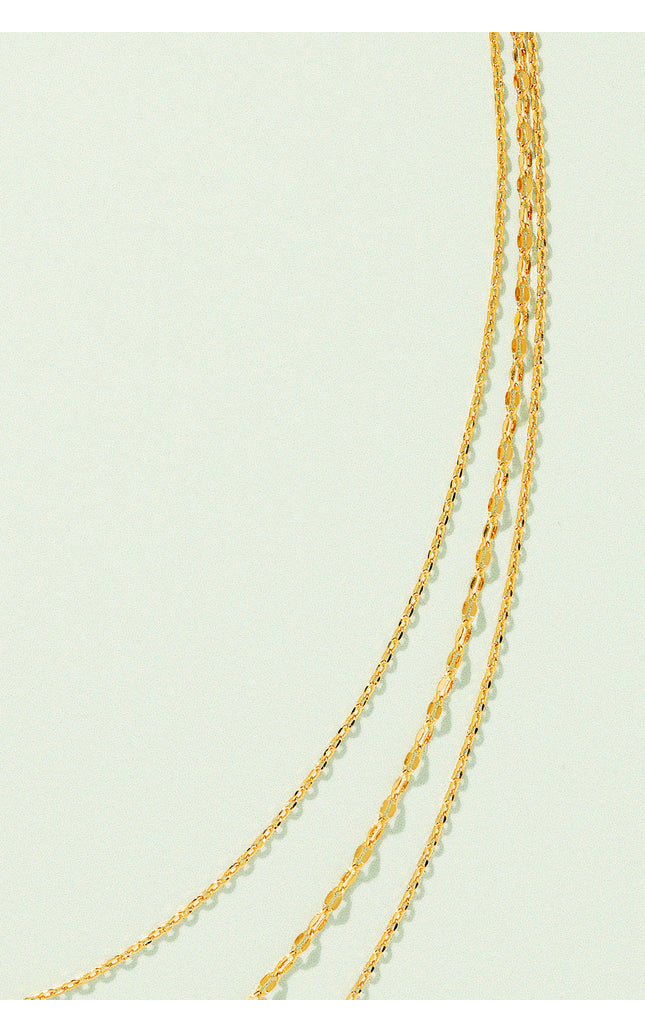 18K Gold Plated Triple Layered Gold Necklace