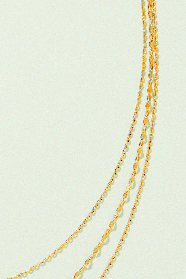 18k gold-plated Triple Layered Gold Necklace