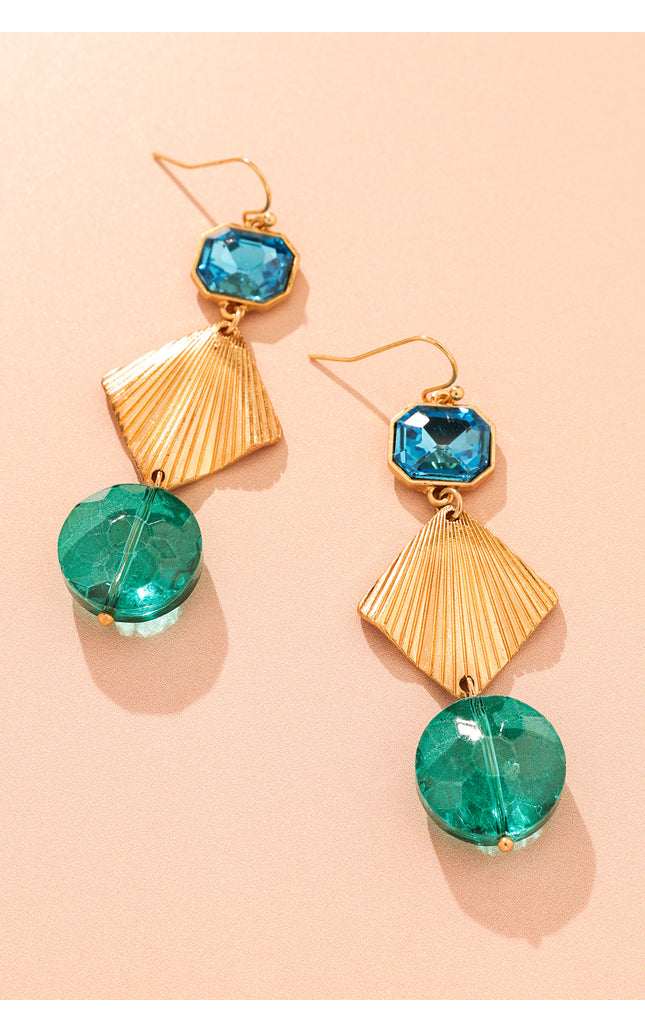Ocean Jewel Gold Geometric Earrings