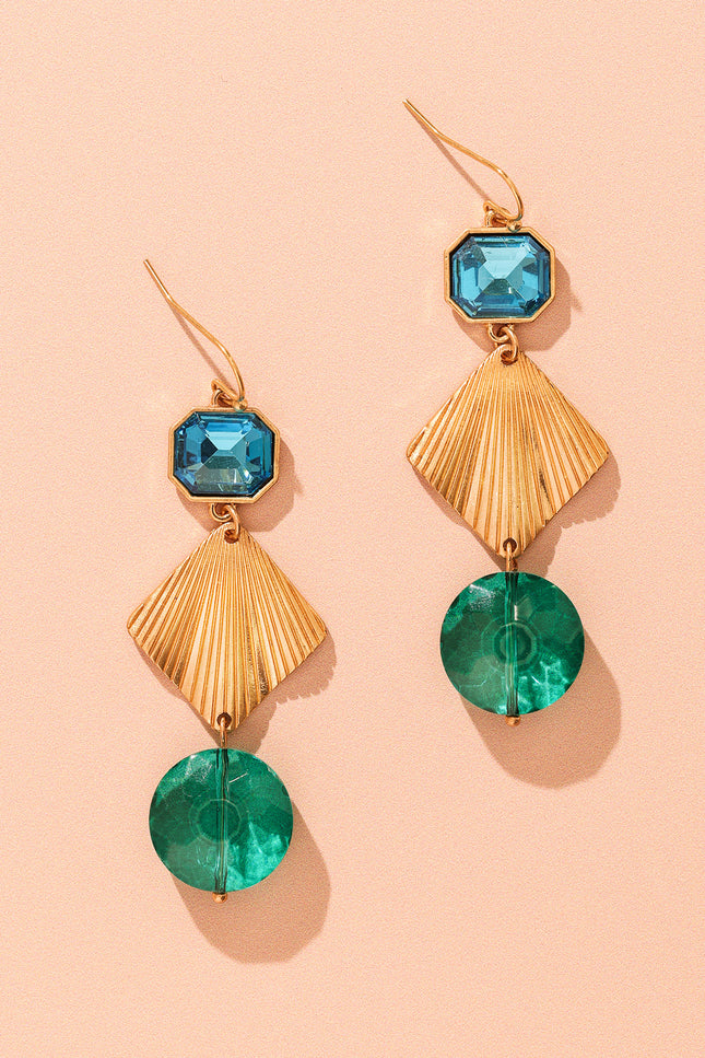 Ocean Jewel Gold Geometric Earrings