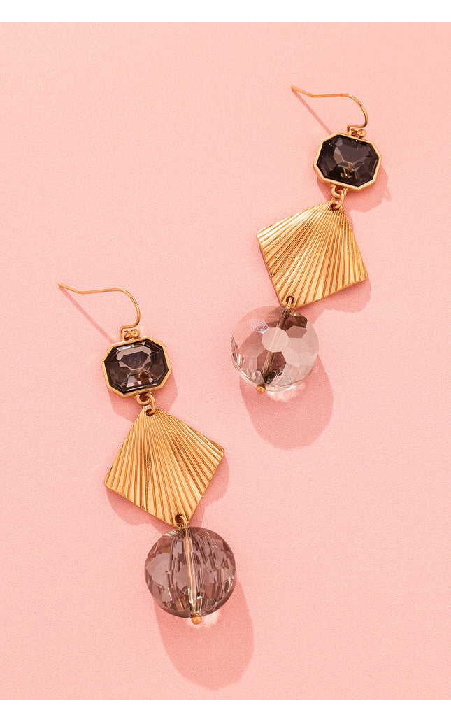 Black and Gold Geometric Earrings
