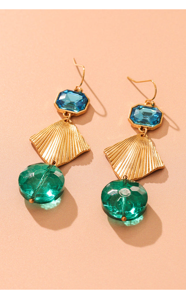 Ocean Jewel Gold Geometric Earrings