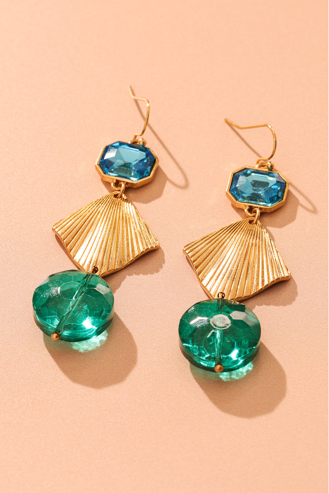 Ocean Jewel Gold Geometric Earrings