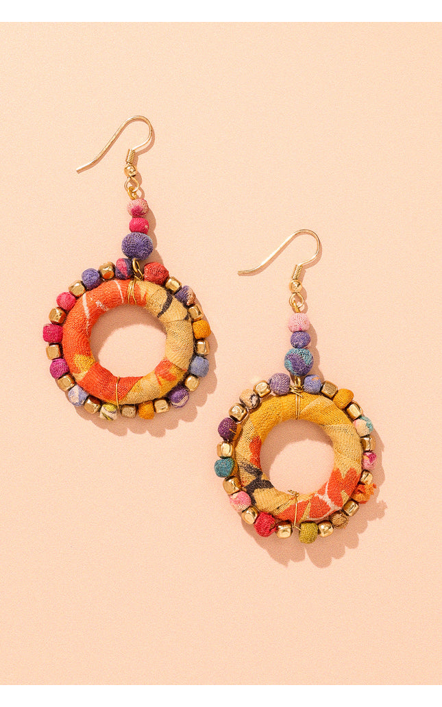 Colorful Ring Fabric Earrings
