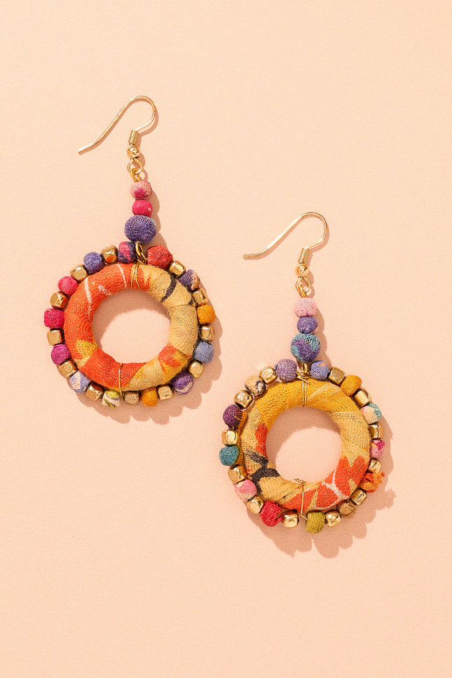 Colorful Ring Fabric Earrings