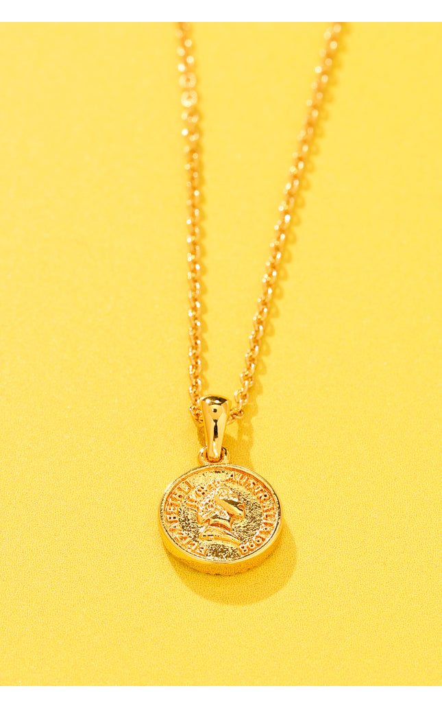 18K Gold Plated Roman Coin Pendant Necklace