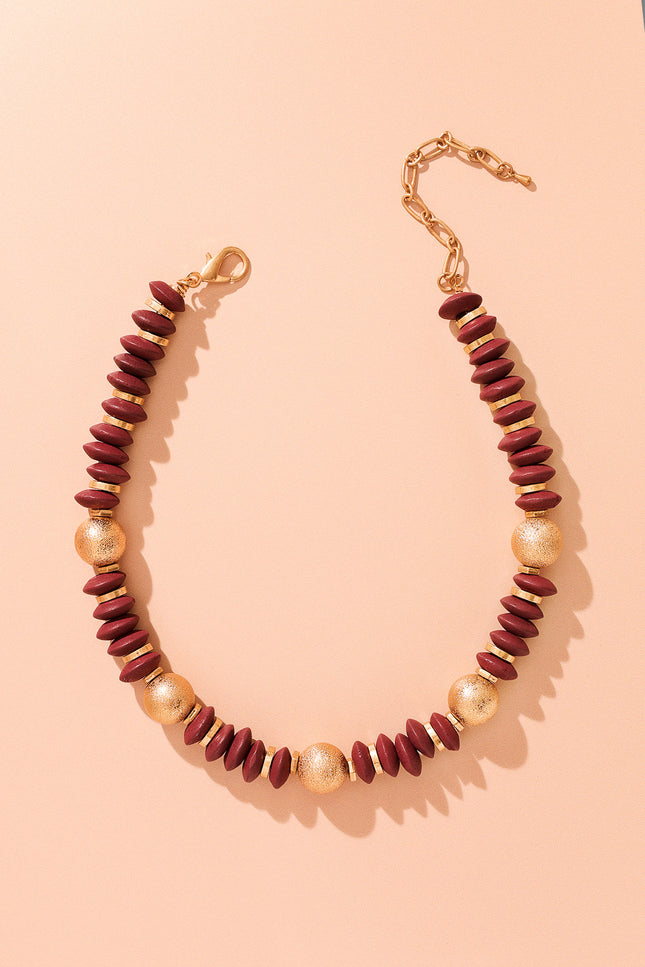 Burgundy Gold Necklace