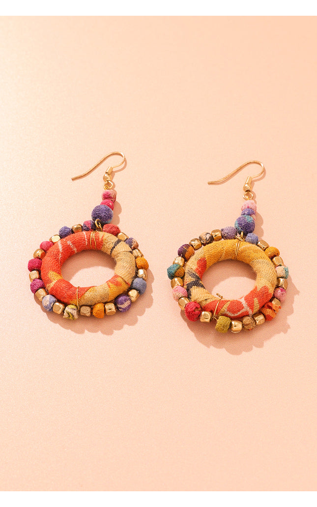 Colorful Ring Fabric Earrings