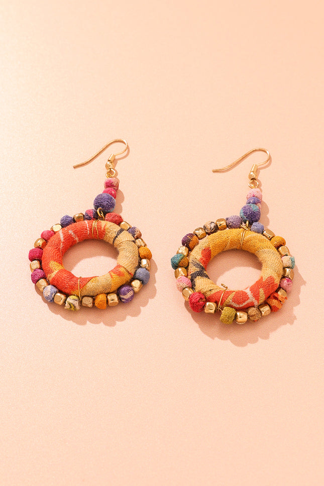 Colorful Ring Fabric Earrings