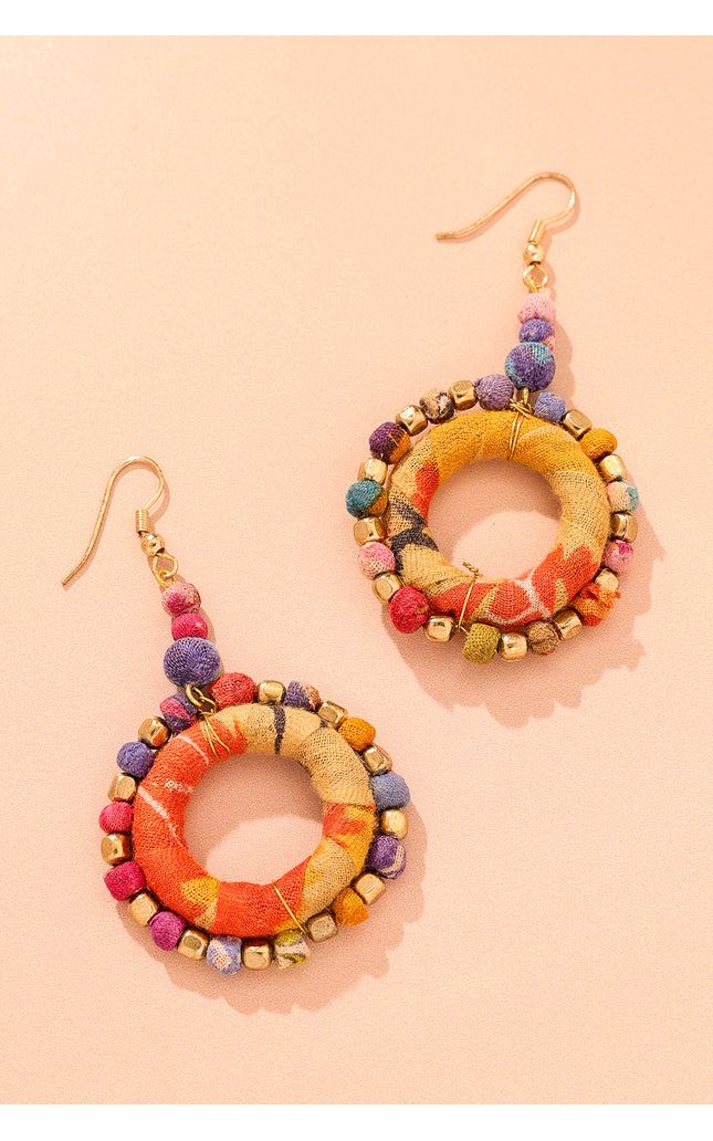 Colorful Ring Fabric Earrings