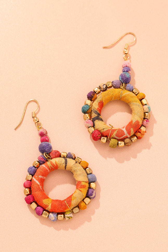 Colorful Ring Fabric Earrings