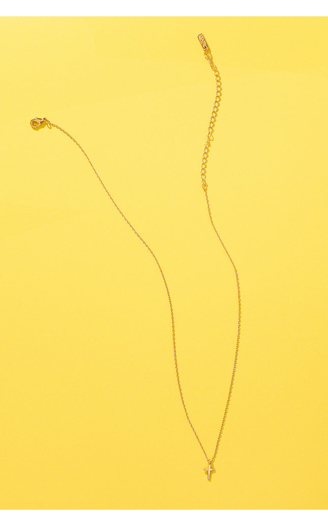 18K Gold Plated Mini Cross Pendant Necklace