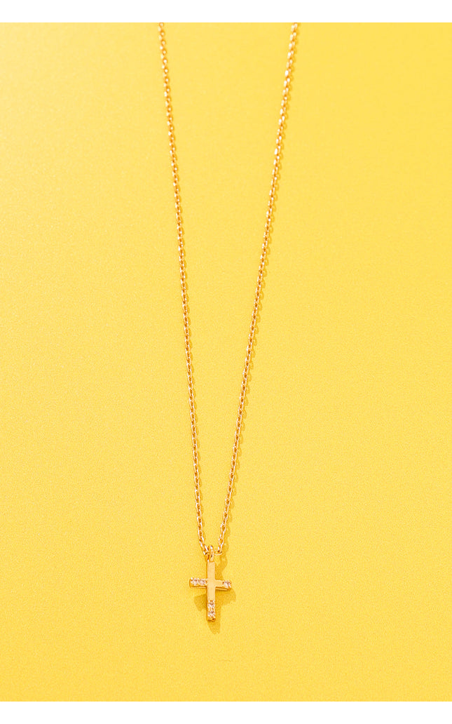 18K Gold Plated Mini Cross Pendant Necklace