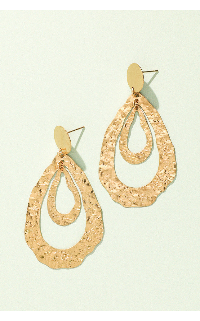 Hammered Teardrop Layered Earrings