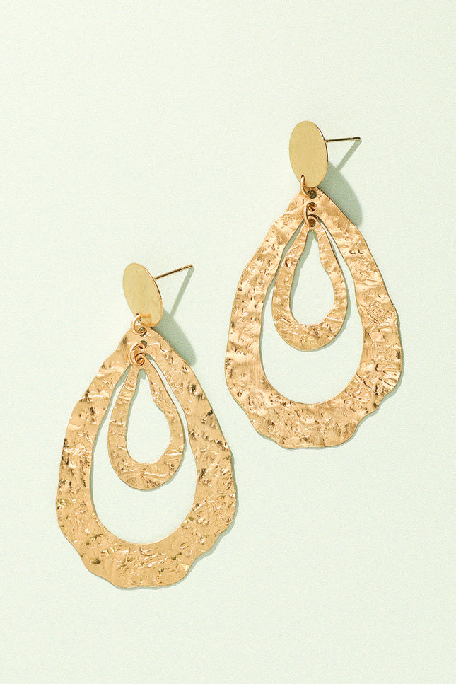 Hammered Teardrop Layered Earrings