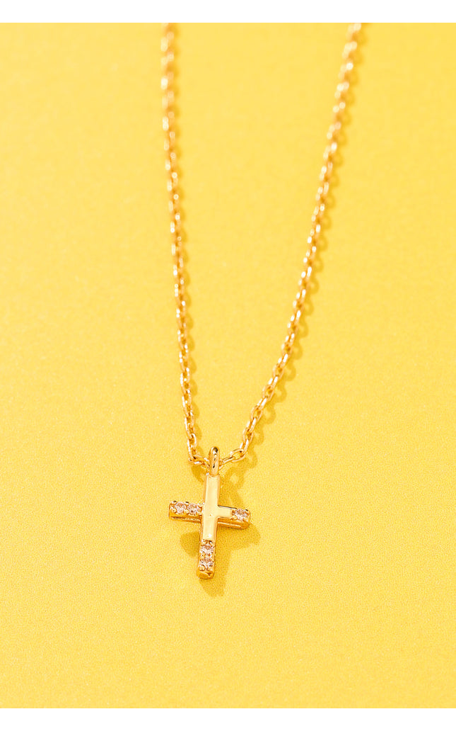 18K Gold Plated Mini Cross Pendant Necklace