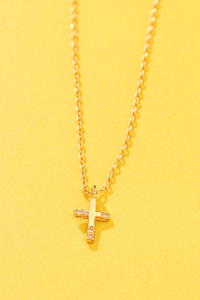 18k gold-plated Mini Cross Pendant Necklace