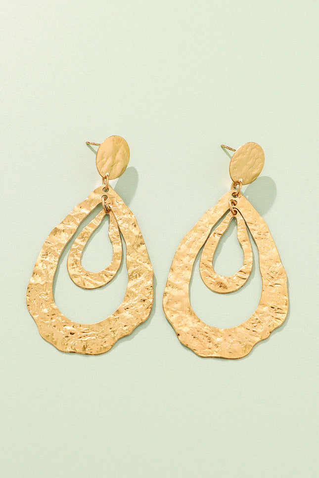 Hammered Teardrop Layered Earrings