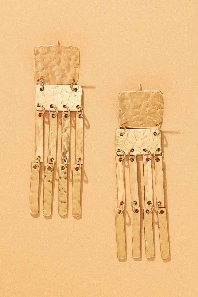 Hammered Multi-Strand Dangle Earrings
