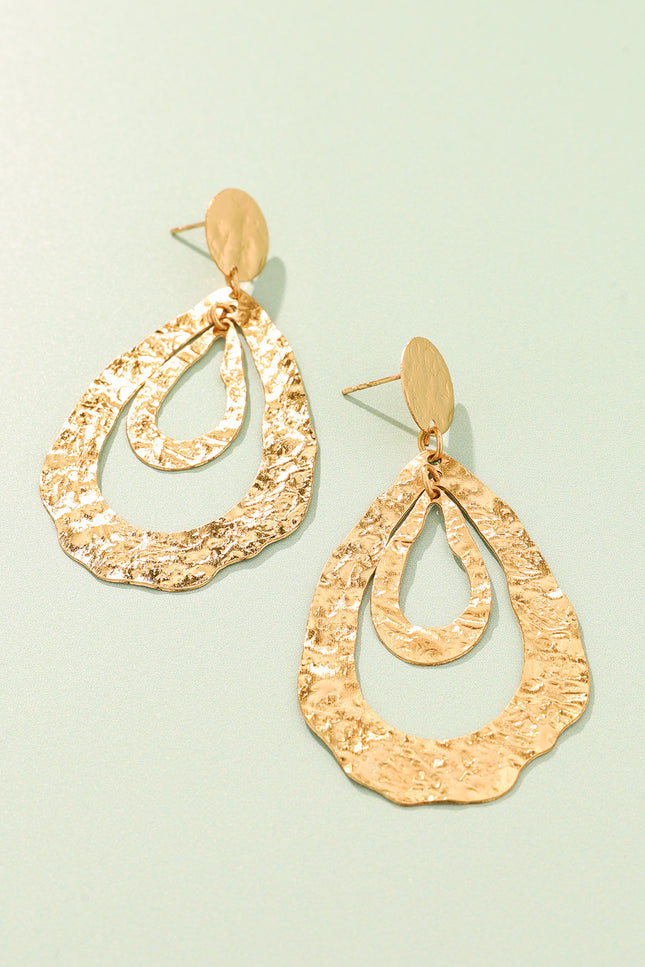 Hammered Teardrop Layered Earrings