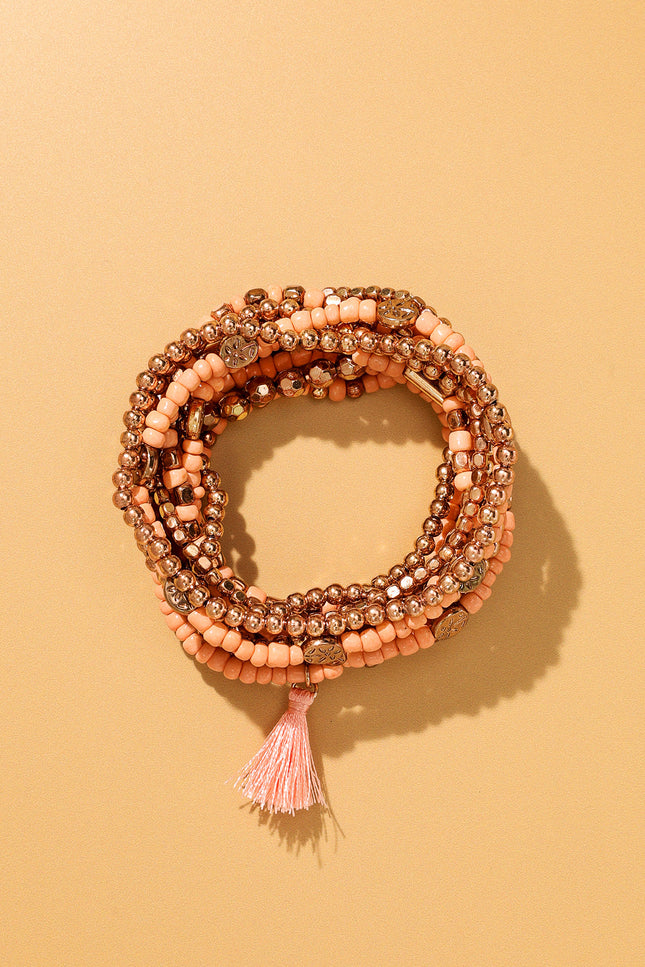 Peach Blossom Beaded Bracelet