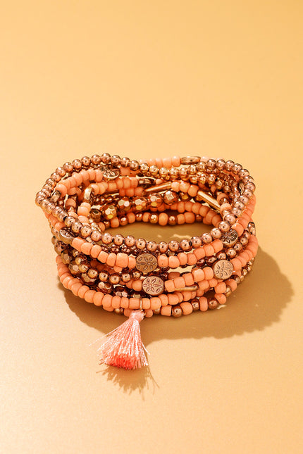 Peach Blossom Beaded Bracelet