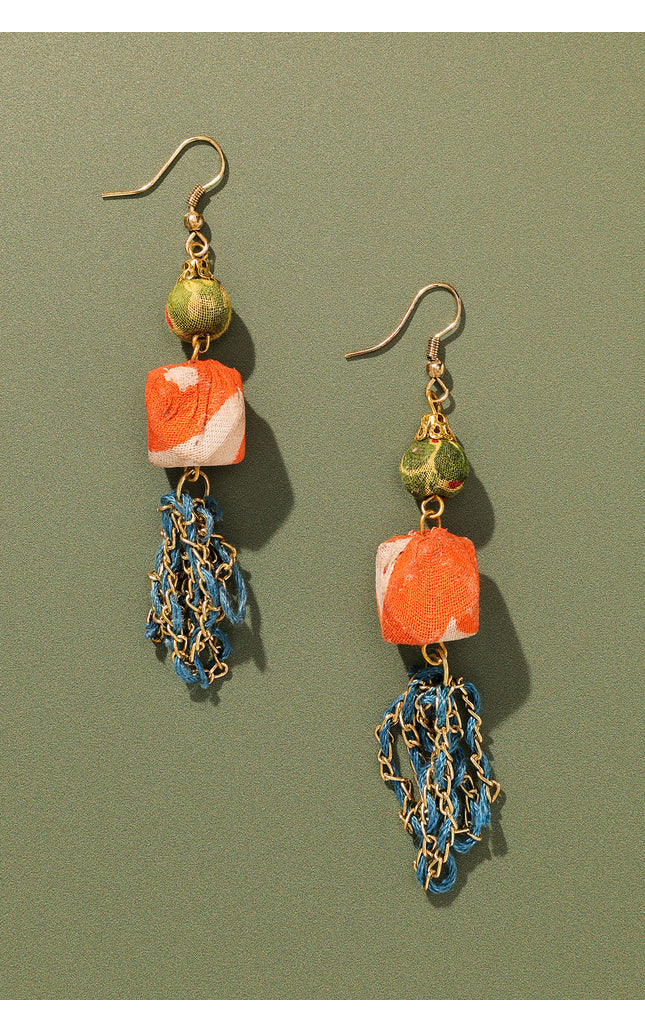 Multicolor Chain Tassel Earrings