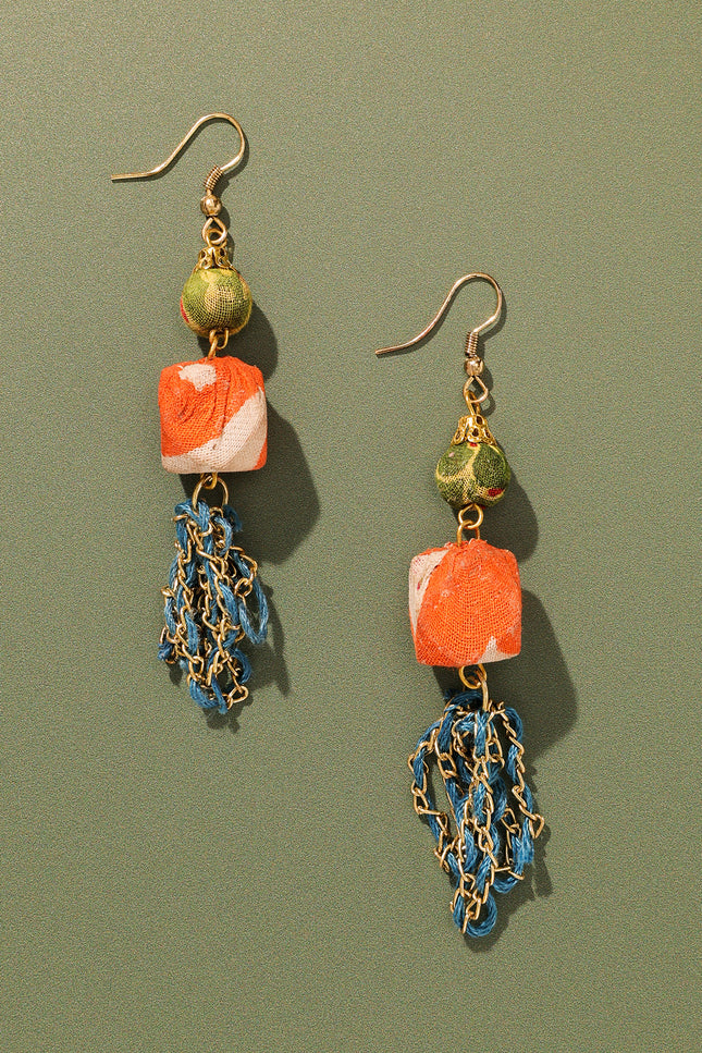 Multicolor Chain Tassel Earrings